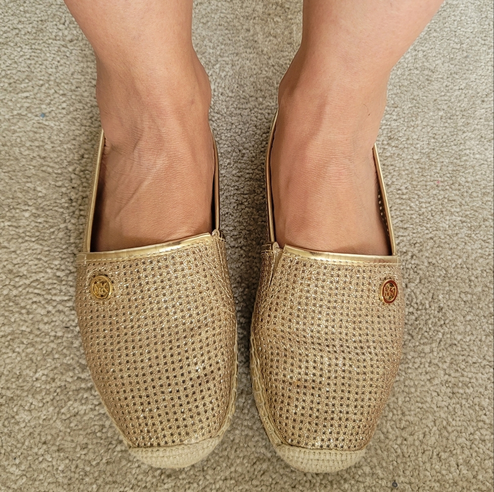 Michael Kors Kendrick Slip-on Espadrille Flats Gold Mesh perforated metallic